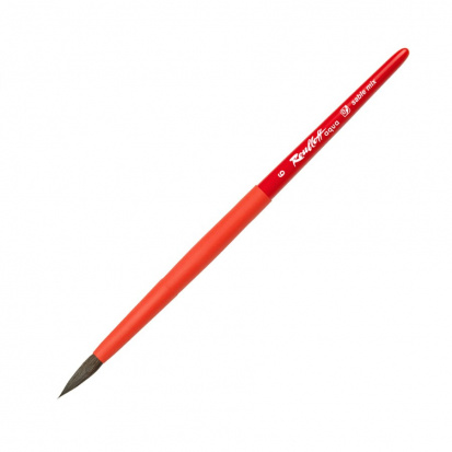 Кисть "Aqua Red round", соболь-микс круглая, обойма soft-touch, ручка короткая красная №6