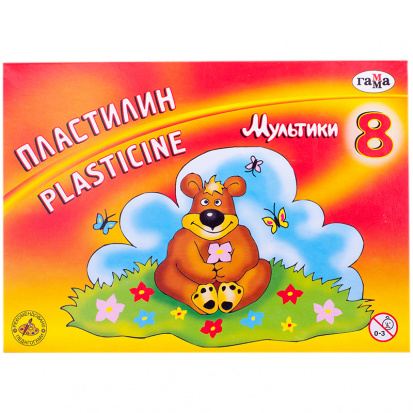 Набор пластилина "Мультики", 08 цветов, 160г, со стеком, картон