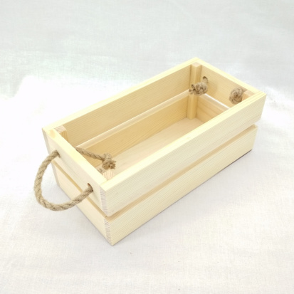Заготовка для декорирования ящик реечный с веревочными ручками 24х12х9см