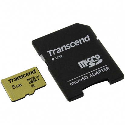 Карта памяти MicroSDHC 8Gb, Class 10 UHS-I U-1, скорость чтения 95Мб/сек (с адаптером SD)