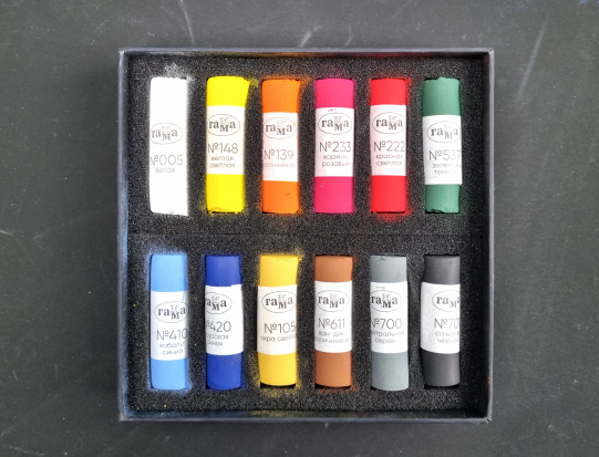 Пастель художественная, 12 цветов, картон. упак.