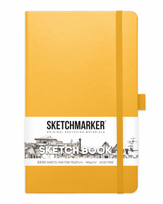 Блокнот для зарисовок Sketchmarker 140г/кв.м 13*21см 80л твердая обложка Оранжевый