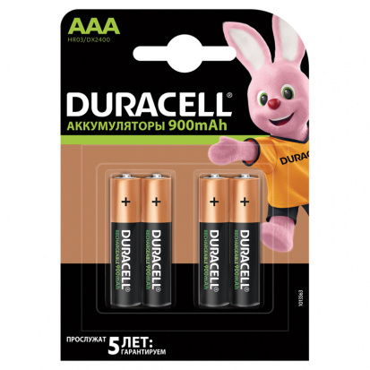 Аккумулятор Duracell AAA (HR03) 900mAh 4шт упак.