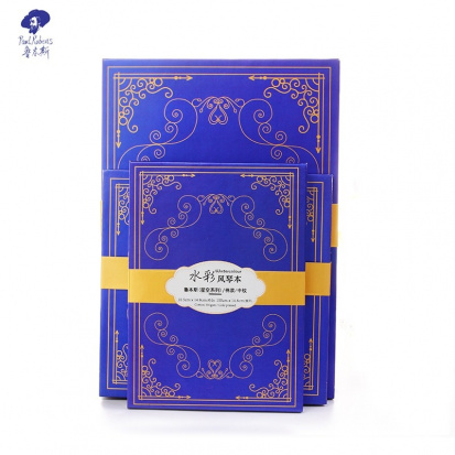 Скетчбук-гармошка для акв, голубой, 300 г/м2, А5 (до 148х21см), 50% хлопок,  среднезернистая sela25