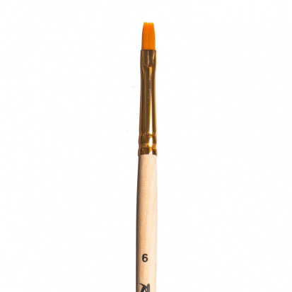 Кисть синтетика плоская, длинная ручка "1322" №6 для масла, акрила, гуаши, темперы