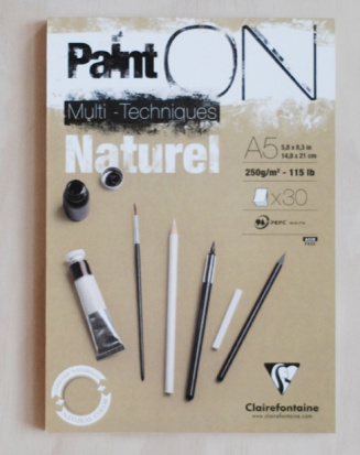 Альбом для смешанных техник 30л., А5, на склейке Clairefontaine "Paint'ON Naturel", 250г/м2, крафт