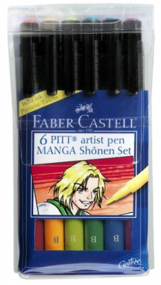 Набор капиллярных ручек Pitt brush "Manga Shonen", 6 цв.